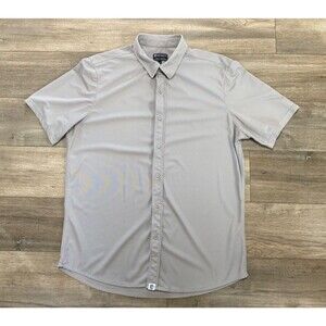 Born Primitive Mens XL Dove Gray Performance Short Sleeve Button Stretch Shirt